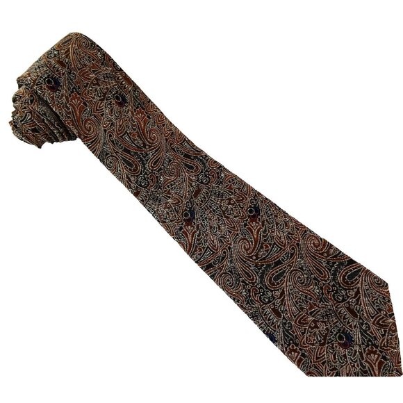Silk Tie Woven Paisley Brown Necktie Sam's Clothiers - Picture 2 of 3